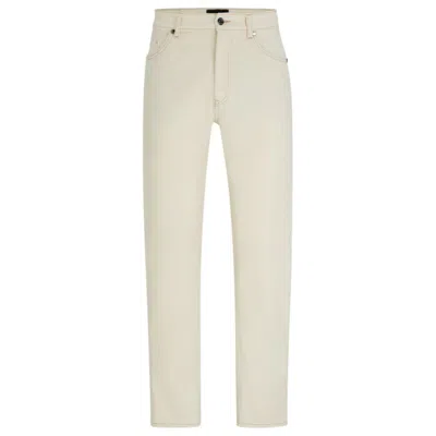 HUGO BOSS REGULAR-FIT JEANS IN ECRU LUXURY-COMFORT DENIM