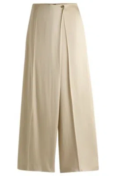 HUGO BOSS REGULAR-FIT WIDE-LEG TROUSERS WITH WRAP EFFECT