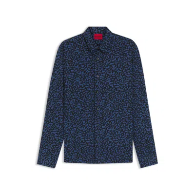 HUGO BOSS RELAXED-FIT SHIRT IN ABSTRACT-PRINT POPLIN