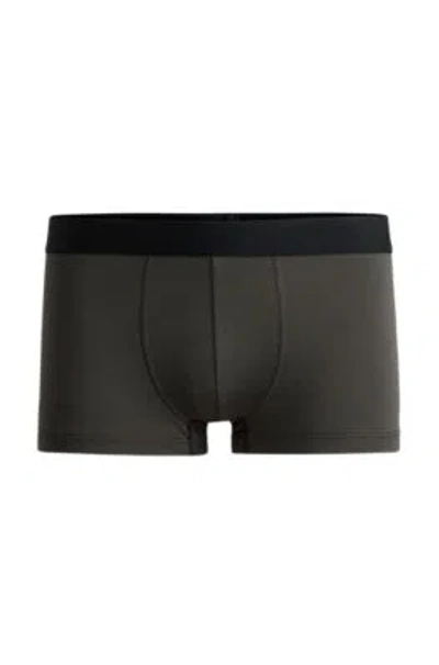 HUGO BOSS SHINY-PIQU REGULAR-RISE TRUNKS WITH LOGO WAISTBAND