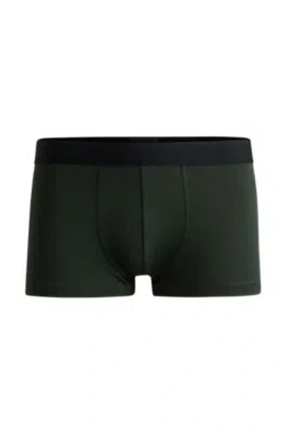 HUGO BOSS SHINY-PIQU REGULAR-RISE TRUNKS WITH LOGO WAISTBAND