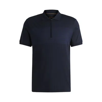HUGO BOSS SILK-COTTON POLO SHIRT WITH ZIP PLACKET IN REGULAR FIT