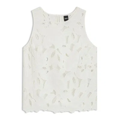 HUGO BOSS SLEEVELESS BLOUSE WITH BRODERIE ANGLAISE