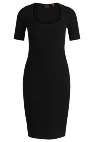 HUGO BOSS SLIM-FIT DRESS IN RIBBED STRETCH FABRIC