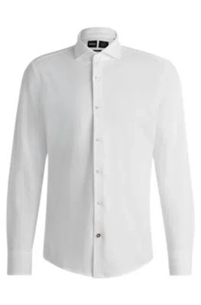 HUGO BOSS SLIM-FIT SHIRT IN COTTON-PIQU JERSEY