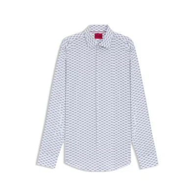 HUGO BOSS SLIM-FIT SHIRT IN PRINTED COTTON POPLIN