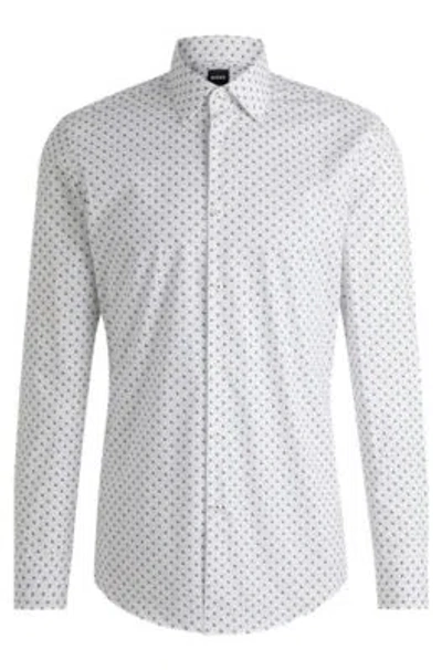 HUGO BOSS SLIM-FIT SHIRT IN PRINTED STRETCH-COTTON POPLIN