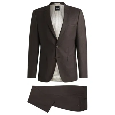 HUGO BOSS SLIM-FIT SUIT IN MICRO-PATTERNED STRETCH VIRGIN WOOL