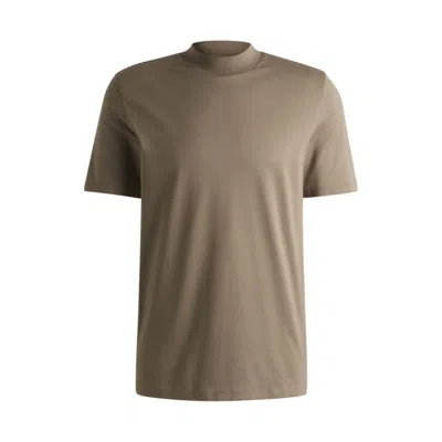 HUGO BOSS SLIM-FIT T-SHIRT IN STRETCH COTTON WITH STAND COLLAR