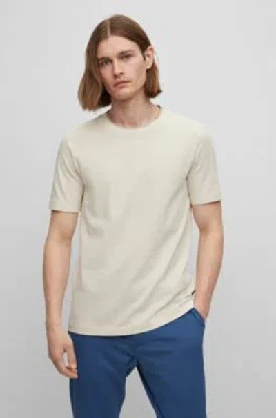 HUGO BOSS SLIM-FIT T-SHIRT IN STRUCTURED COTTON WITH DOUBLE COLLAR