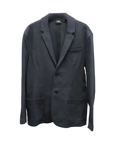 HUGO BOSS SLIM FIT TAILORED BLAZER IN NAVY BLUE COTTON