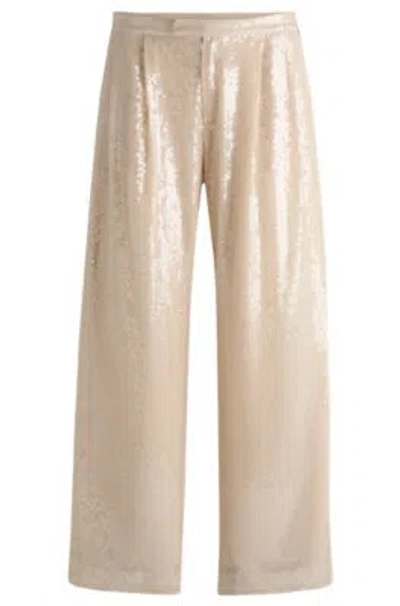 HUGO BOSS STRAIGHT-FIT TROUSERS IN SEQUINNED STRETCH FABRIC
