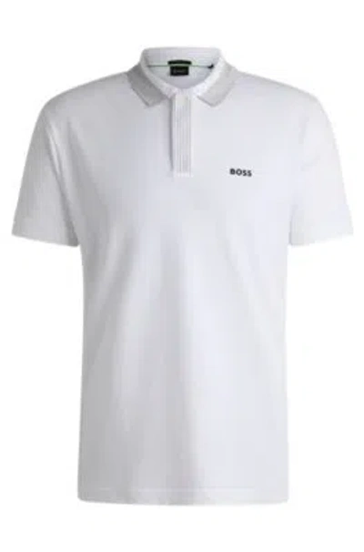 HUGO BOSS STRETCH-COTTON POLO SHIRT WITH CONTRAST LOGO