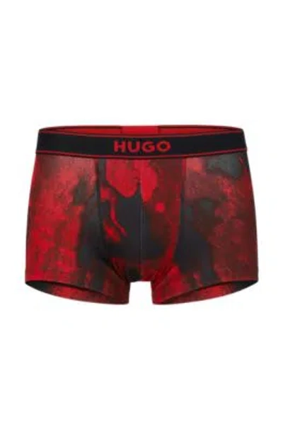 HUGO BOSS STRETCH-COTTON REGULAR-RISE TRUNKS WITH SEASONAL PRINT