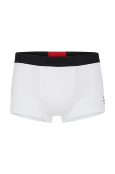 HUGO BOSS STRETCH-COTTON TRUNKS WITH DOUBLE LOGO WAISTBAND