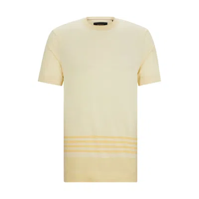 HUGO BOSS STRIPE-DETAIL T-SHIRT IN COTTON AND SILK