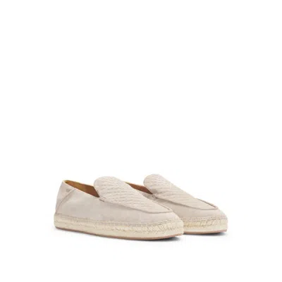 HUGO BOSS SUEDE ESPADRILLES WITH MONOGRAMMED VAMP