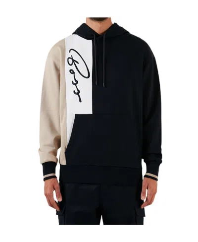 HUGO BOSS SULLIVAN COLOUR-BLOCK COTTON HOODIE