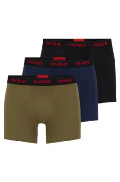 HUGO BOSS THREE-PACK OF STRETCH-COTTON BOXER BRIEFS WITH LOGO WAISTBANDS