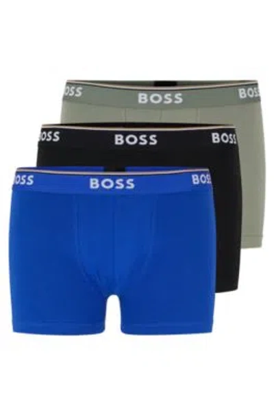 HUGO BOSS THREE-PACK OF STRETCH-COTTON TRUNKS WITH LOGO WAISTBANDS