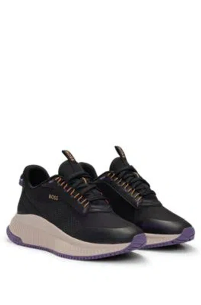 HUGO BOSS TTNM EVO MIXED-MATERIAL GORE-TEX TRAINERS WITH RIDGED SOLE