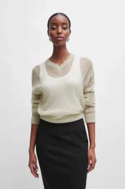 HUGO BOSS V-NECK SWEATER IN A SHEER KNIT