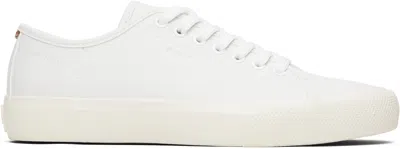 HUGO BOSS WHITE FAUX-LEATHER TENNIS SNEAKERS