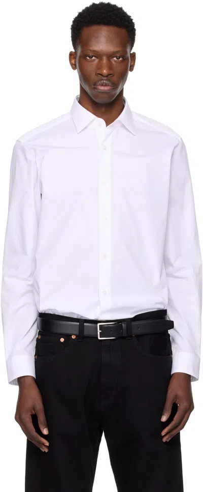 HUGO BOSS WHITE MODERN FIT EASY-IRON COTTON POPLIN SHIRT
