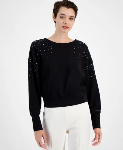 HUGO BOSS WOMEN'S ELAY EMBELLISHED COTTON SWEATER