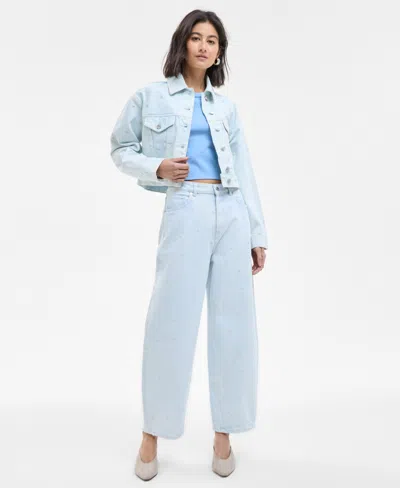 HUGO BOSS WOMEN'S FLORAL HIGH-RISE TAPERED ANKLE JEANS