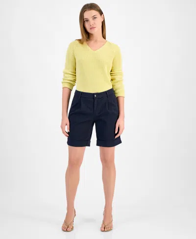 HUGO BOSS WOMEN'S HIGH-RISE CHINO SHORTS