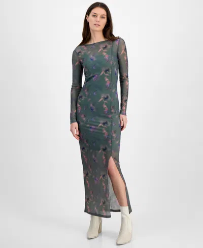 HUGO BOSS WOMEN'S LONG-SLEEVE FLORAL BODYCON MAXI DRESS