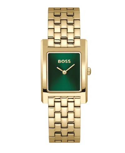 HUGO BOSS WOMEN'S LUCY QUARTZ BASIC SLIM IONIC PLATED THIN GOLD STEEL WATCH, 23MM