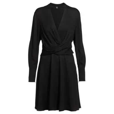 HUGO BOSS WRAP-FRONT DRESS WITH STAND COLLAR