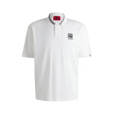 HUGO BOSS X RB STRETCH-COTTON POLO SHIRT WITH CARBON STEALTH LOGO