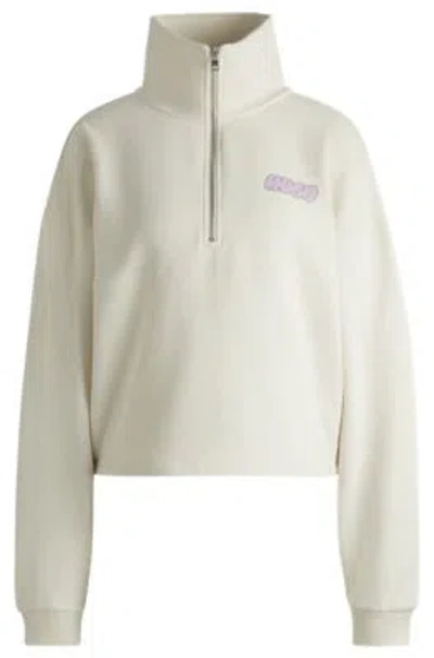 HUGO BOSS COTTON-TERRY SWEATSHIRT WITH SEASONAL LOGO GRAPHICS