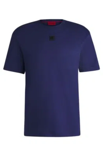 HUGO BOSS INTERLOCK-COTTON REGULAR-FIT T-SHIRT WITH STACKED LOGO