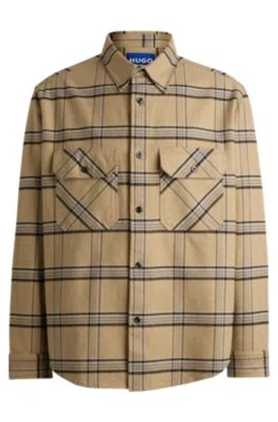 HUGO BOSS OVERSIZE-FIT SHIRT IN CHECKED COTTON TWILL