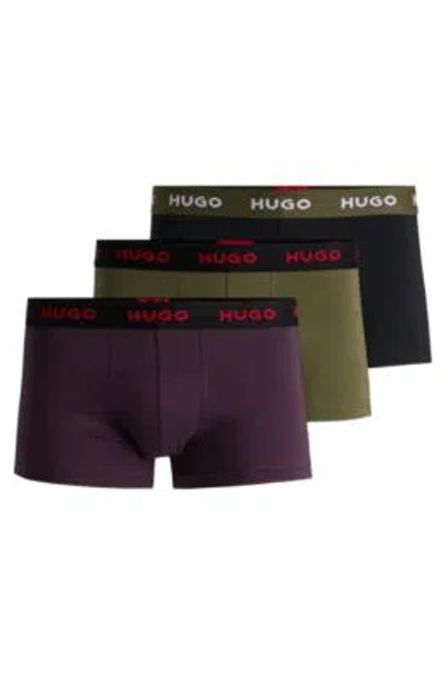 HUGO BOSS THREE-PACK OF STRETCH-COTTON TRUNKS WITH LOGO WAISTBANDS