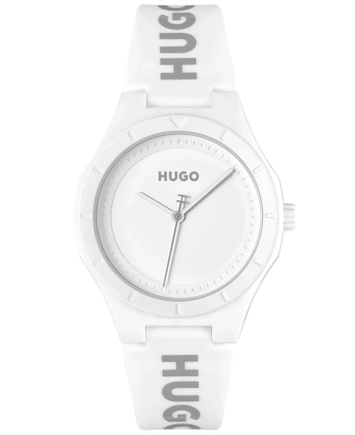 HUGO BOSS WOMEN'S LIT FOR HER QUARTZ WHITE SILICONE WATCH 36MM