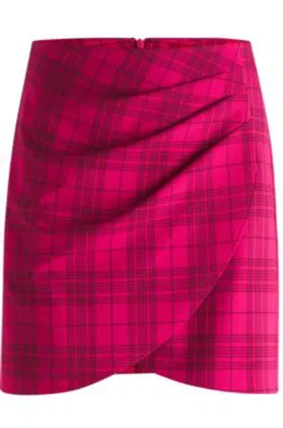 HUGO BOSS WRAP-FRONT MINI SKIRT IN CHECKED STRETCH MATERIAL