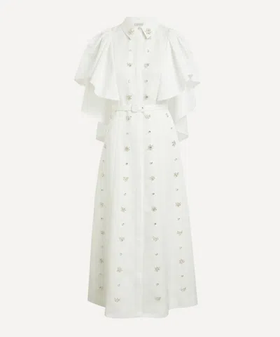 HUISHAN ZHANG HUISHAN ZHANG WOMEN'S MAIRA WHITE EMBELLISHED FAILLE DRESS