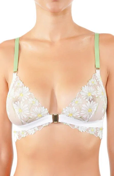 HUIT HUIT DANCE DES FLEURS EMBROIDERED MESH BRALETTE
