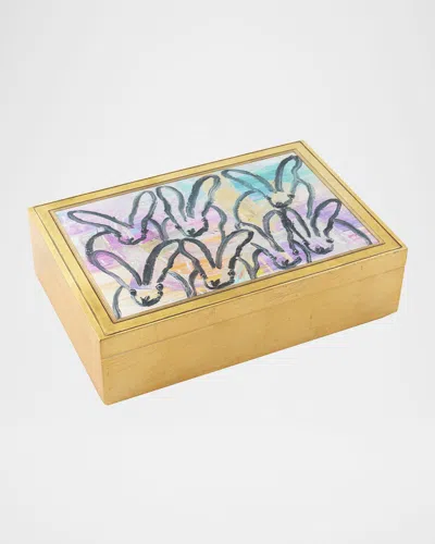 HUNT SLONEM FRAMED BUNNY GOLD LEAF & LACQUER BOX