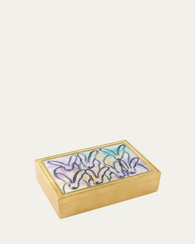 HUNT SLONEM FRAMED BUNNY GOLD LEAF & LACQUER BOX