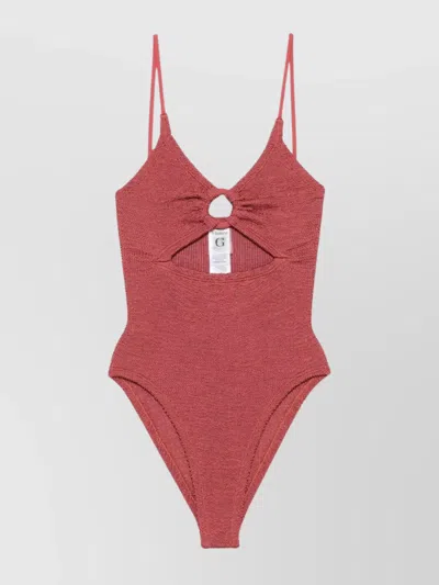 HUNZA G CUT-OUT DETAIL GLAMOUR SWIMSUIT WITH TEXTURED FABRIC
