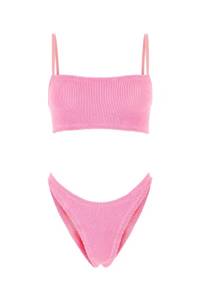 HUNZA G FLUO PINK STRETCH NYLON GIGI BIKINI