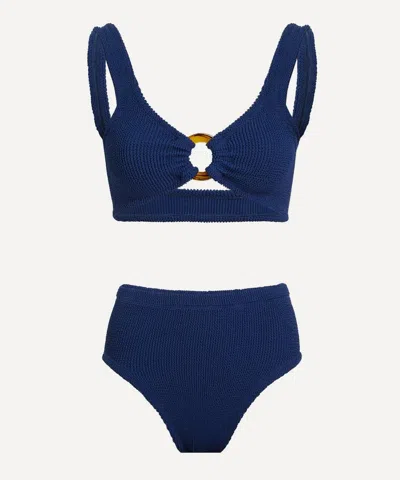 HUNZA G HUNZA G WOMEN'S NAVY COCOA NADINE BIKINI