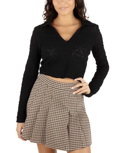 HURLEY JUNIORS' RYDER TEXTURED LONG-SLEEVE CROPPED POLO