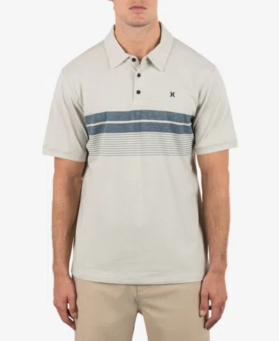 HURLEY MEN'S PRINTED STRIPE SLUB SHORT SLEEVE POLO SHIRT